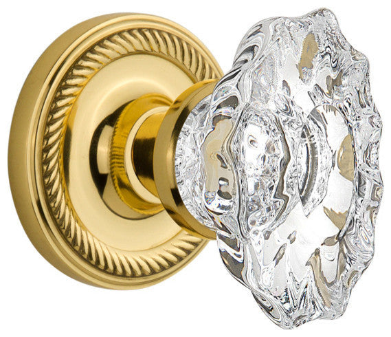 Rope Rosette Passage Chateau Door Knob, Polished Brass
