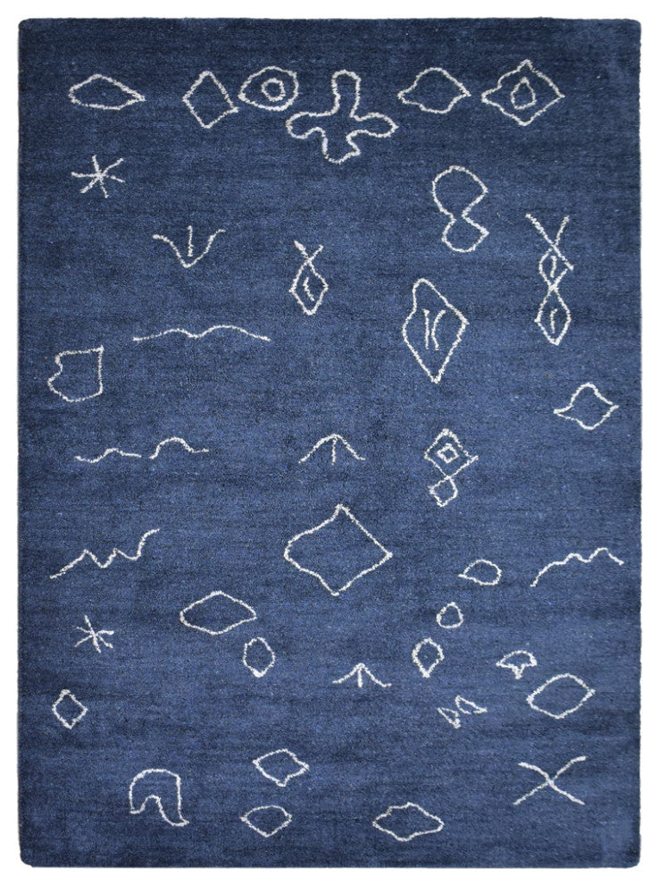 HAND KNOTTED LOOM SILK ECO-FRIENDLY RUG-5'x8',Rectangle,Charcoal White,Contempor