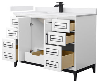 Marlena 48" Single Vanity, Cultured Top, Black Trim