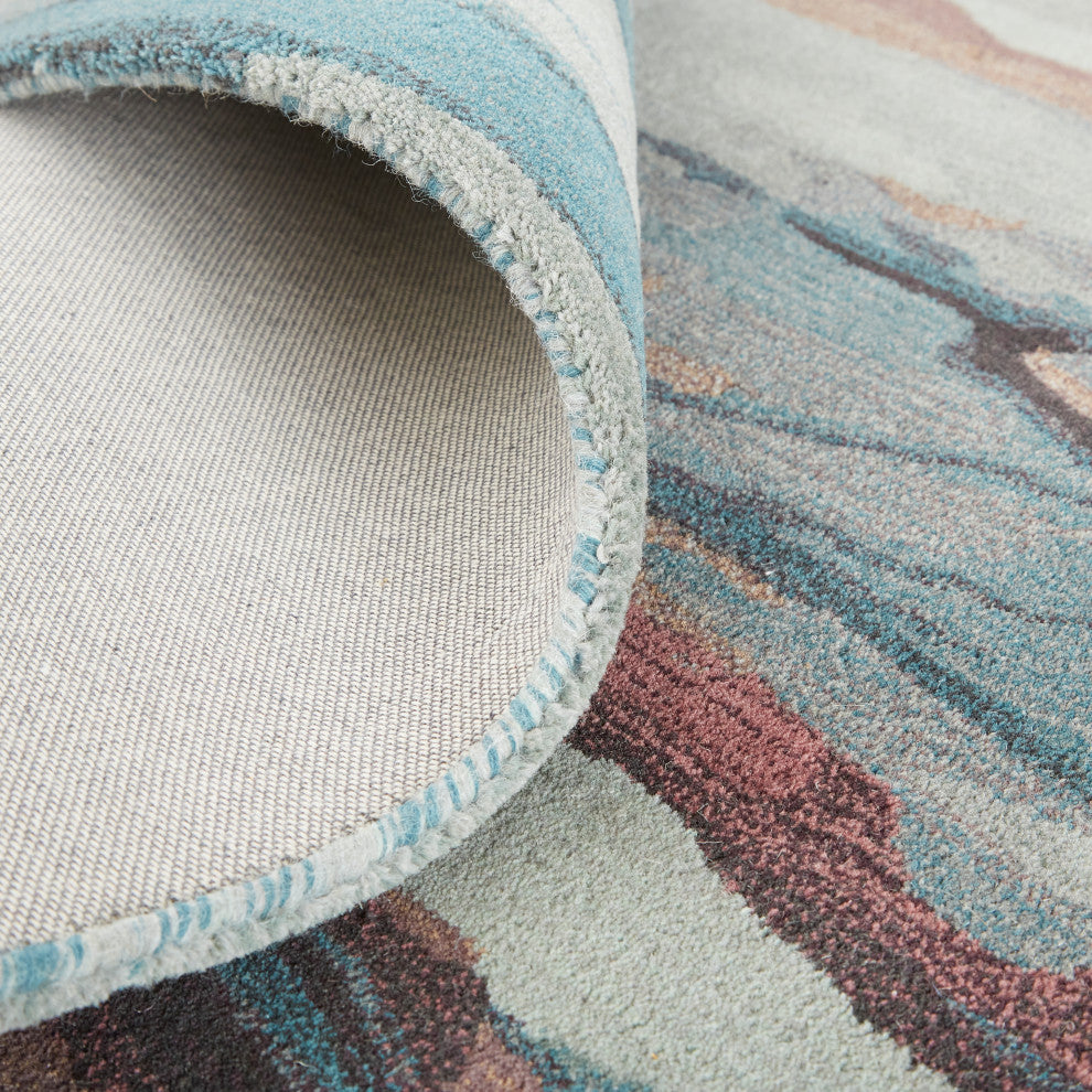 Weave & Wander Nakita Rug, Crystal Teal/Red/Tan, 3ft-6in x 5ft-6in