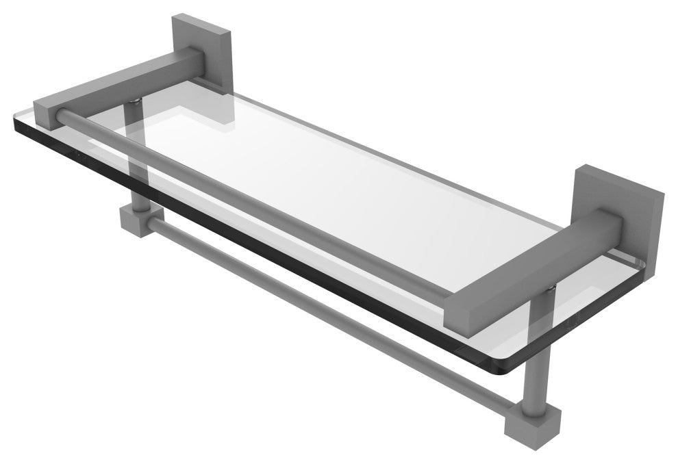 Montero 16" Glass Shelf with Towel Bar, Matte Gray