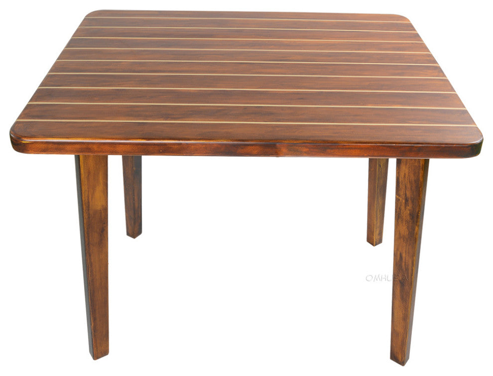 Nautical Table With Inlay Wood Stripes, Small