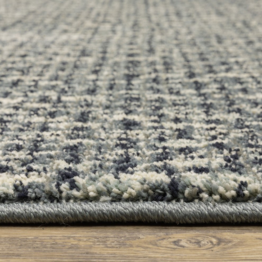 Sarasota Chevron Tweed Indoor Area Rug, Blue, 9'10" x 12'10"