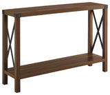 46" Rustic Farmhouse Metal X Entry Table - Dark Walnut