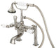 Vintage 7" Spread Deck Mount Tub Faucet w/6" Risers & Handshower, Lever handles