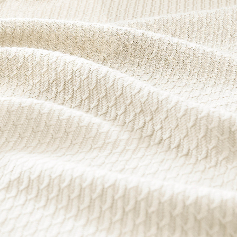 Madison Park Egyptian Cotton All-Season Woven Bedding Blanket, Ivory