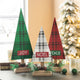 3-Piece Set Wooden Christmas Plaid Table Tree