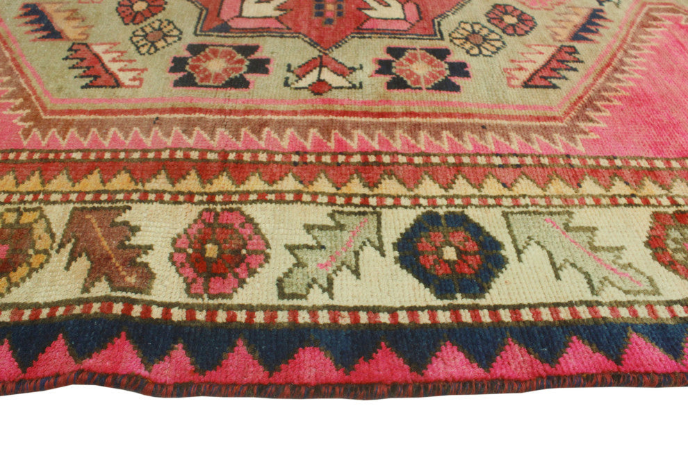 Fine Vintage Distressed Wazma Pink/Burgundy Runner, 3'9x10'0