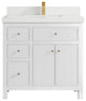 Sonoma 36 Center Sink Reeded Bath Vanity in White 2" White Quartz