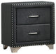 Cale 26 Inch Modern Glam Wood Nightstand, Nailhead, Gray Velvet Upholstered