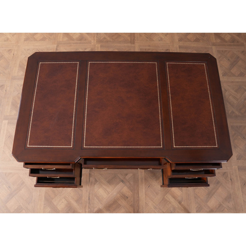 Penhurst Mahogany and Leather Desk