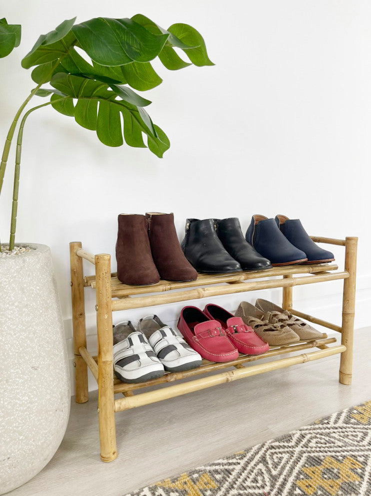 2 Shelf Bamboo Shoe Rack