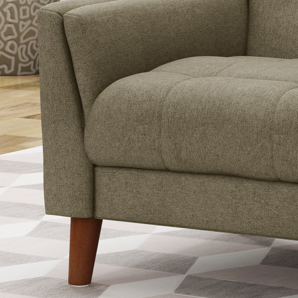 GDF Studio Evelyn Mid Century Modern Fabric Arm Chair, Mocha/Walnut