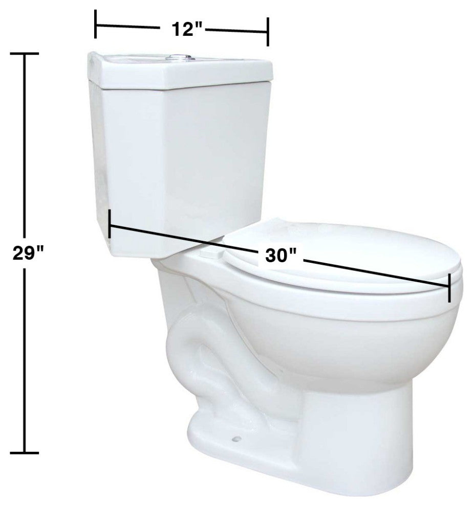 Troyt White Corner 2-Pc Round Toilet White WaterSense Dual Flush