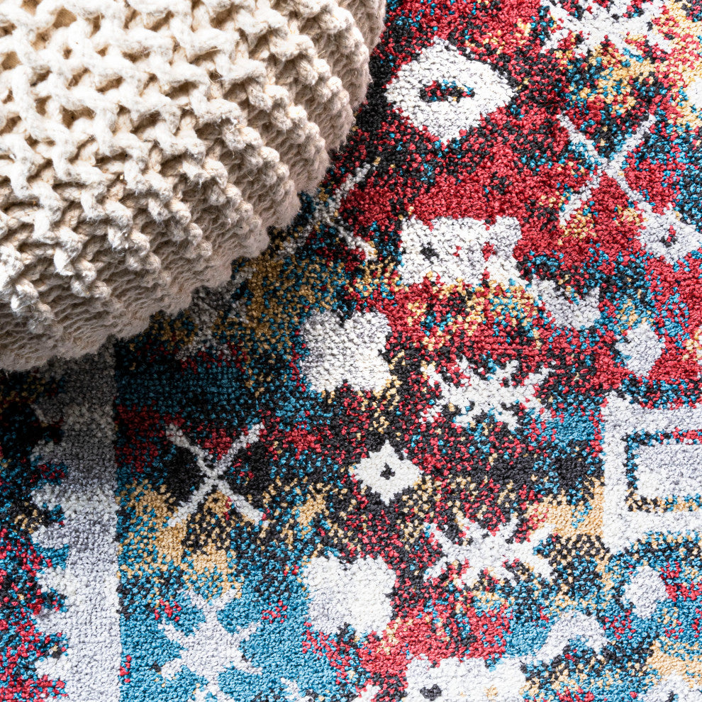 Dhiya Distressed Kilim Runner Rug, Multi, 2x10