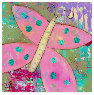 Jennifer Mccully 'Pink Butterfly' Canvas Art, 18"x18"