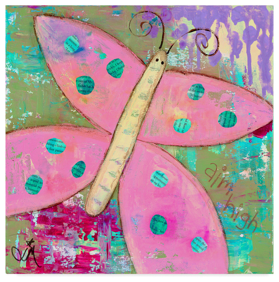 Jennifer Mccully 'Pink Butterfly' Canvas Art, 18"x18"