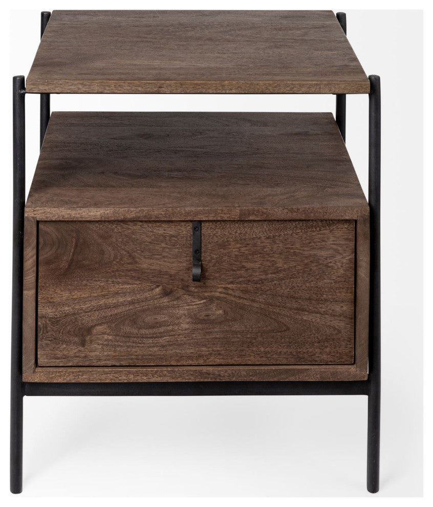 24" Brown Solid Wood Square End Table