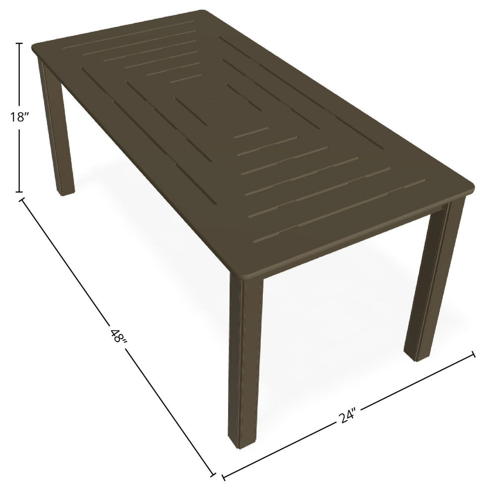 21" x 42" Rectangular Marine Grade Outdoor Coffee Table, Beachwood