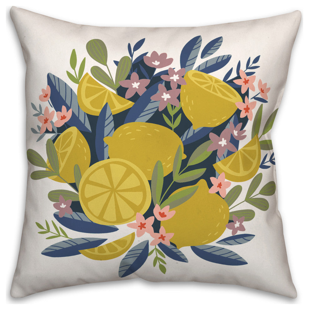 Illustrated Lemons 18x18 Spun Poly Pillow