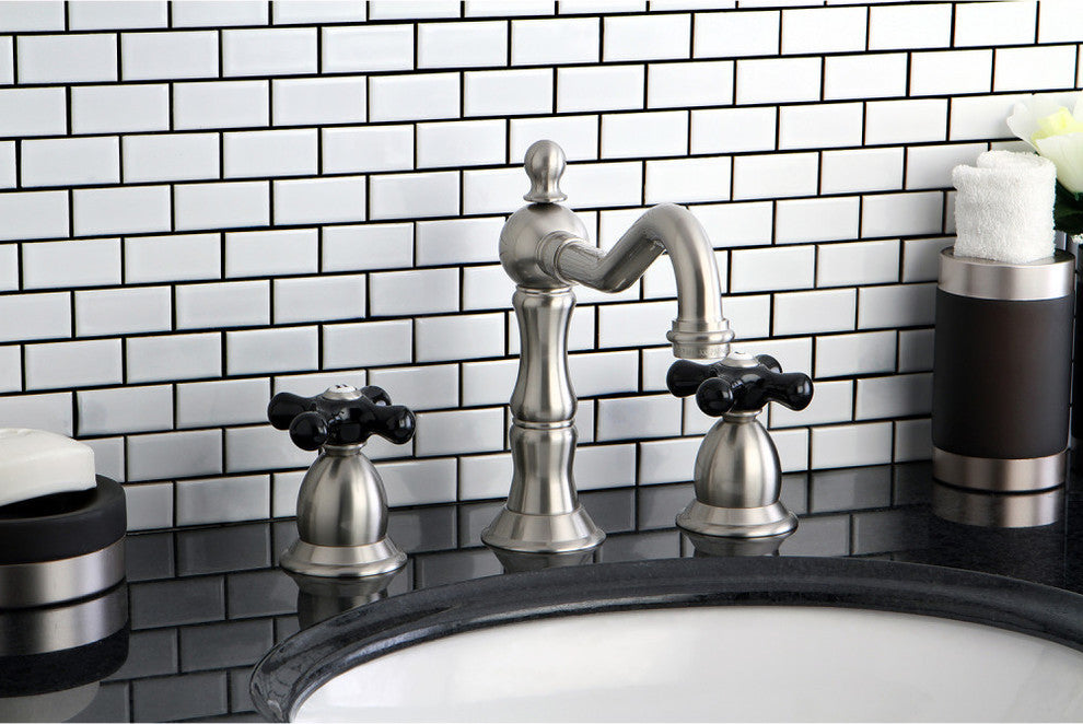 Kingston Brass Widespread Bathroom Faucet With Brass Pop-Up, Brushed Nickel