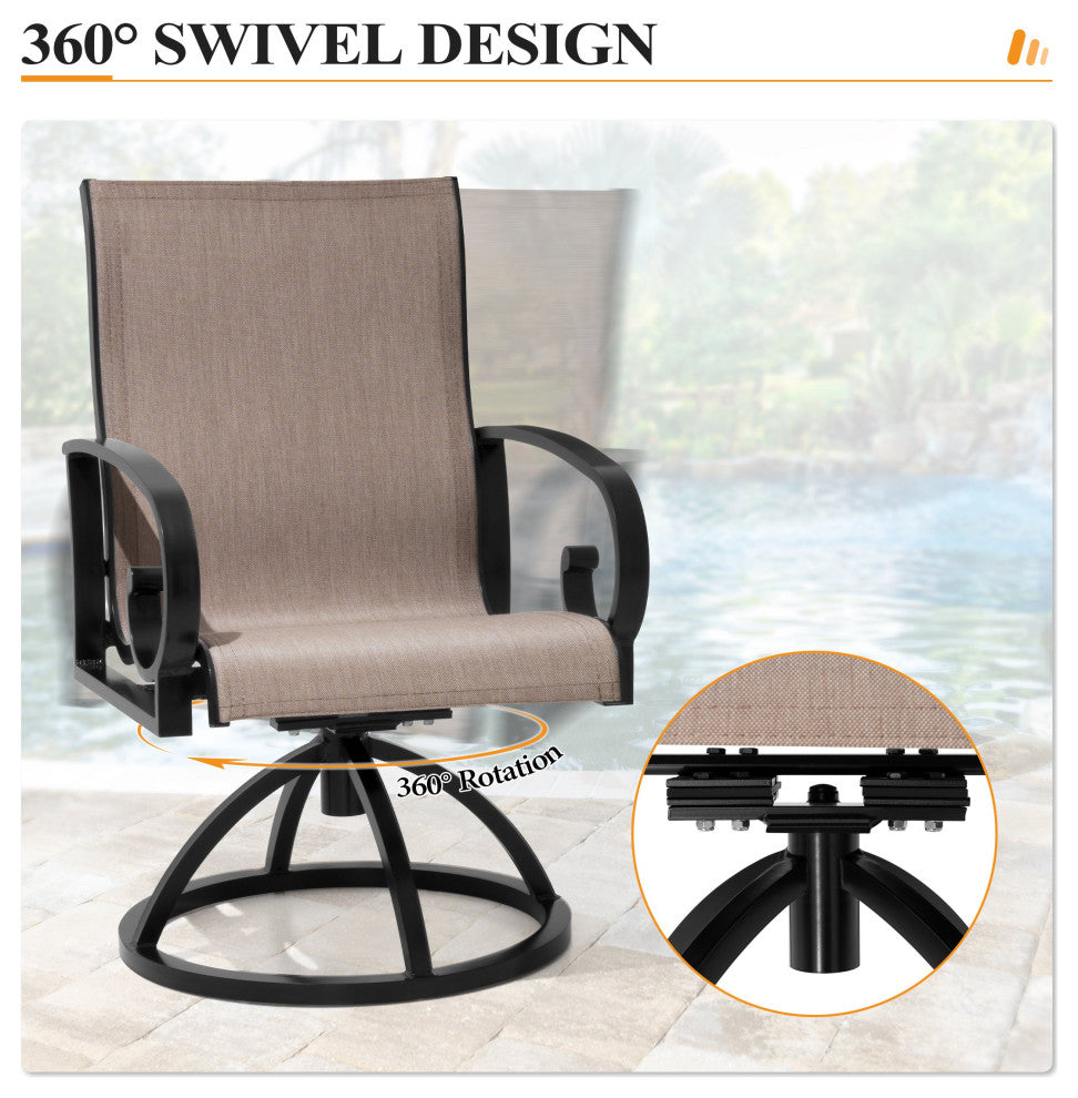 Bar Stool Chair Outdoor Aluminum Rocking Lounge, Brown