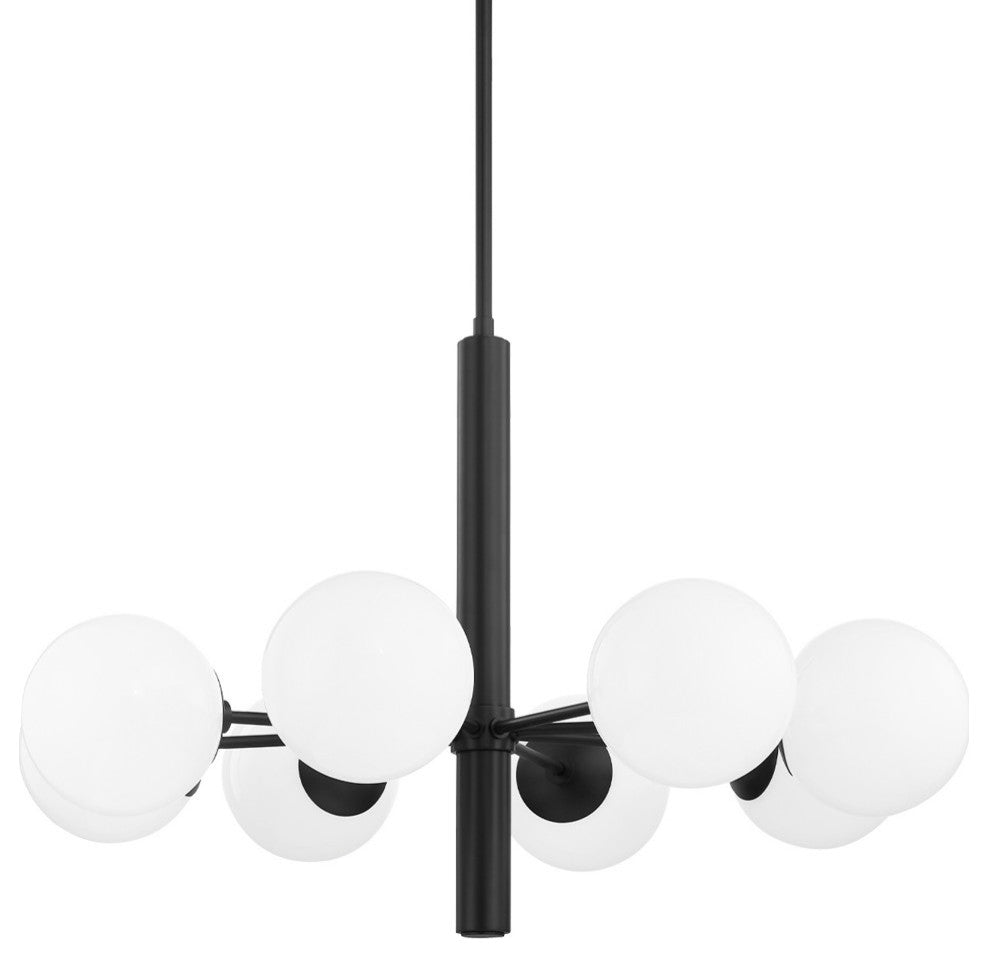 Stella 8-Light Chandelier, Old Bronze Finish, Opal Shiny Glass