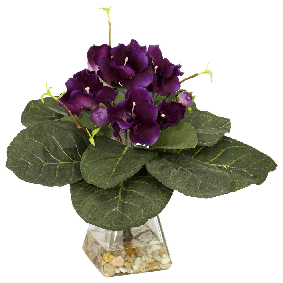 Gloxina With Vase Silk Plant