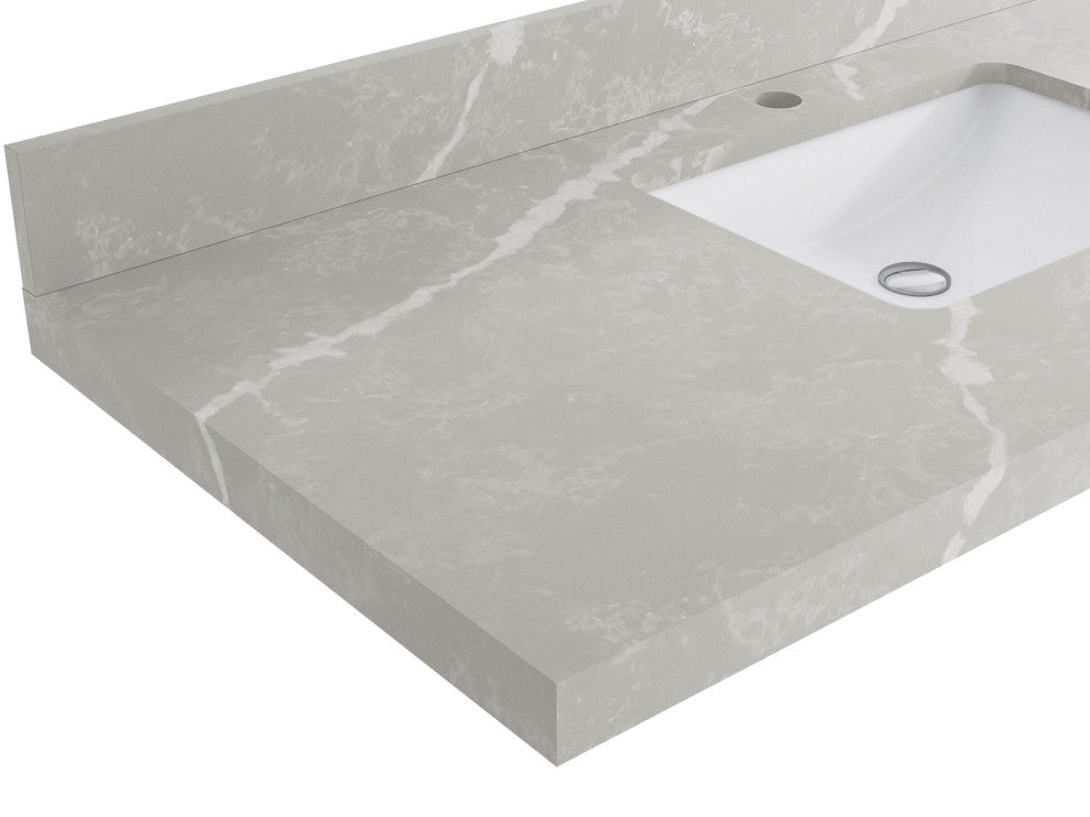 Malibu 60 Double Sink Bathroom Vanity in Black 2" Pearl Gray