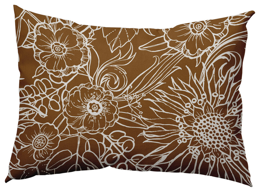 14" x 20" Zentangle Decorative Indoor Pillow, Brown