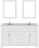Virtu Victoria 60" Double Bathroom Vanity, White With Faucet and Mirrors