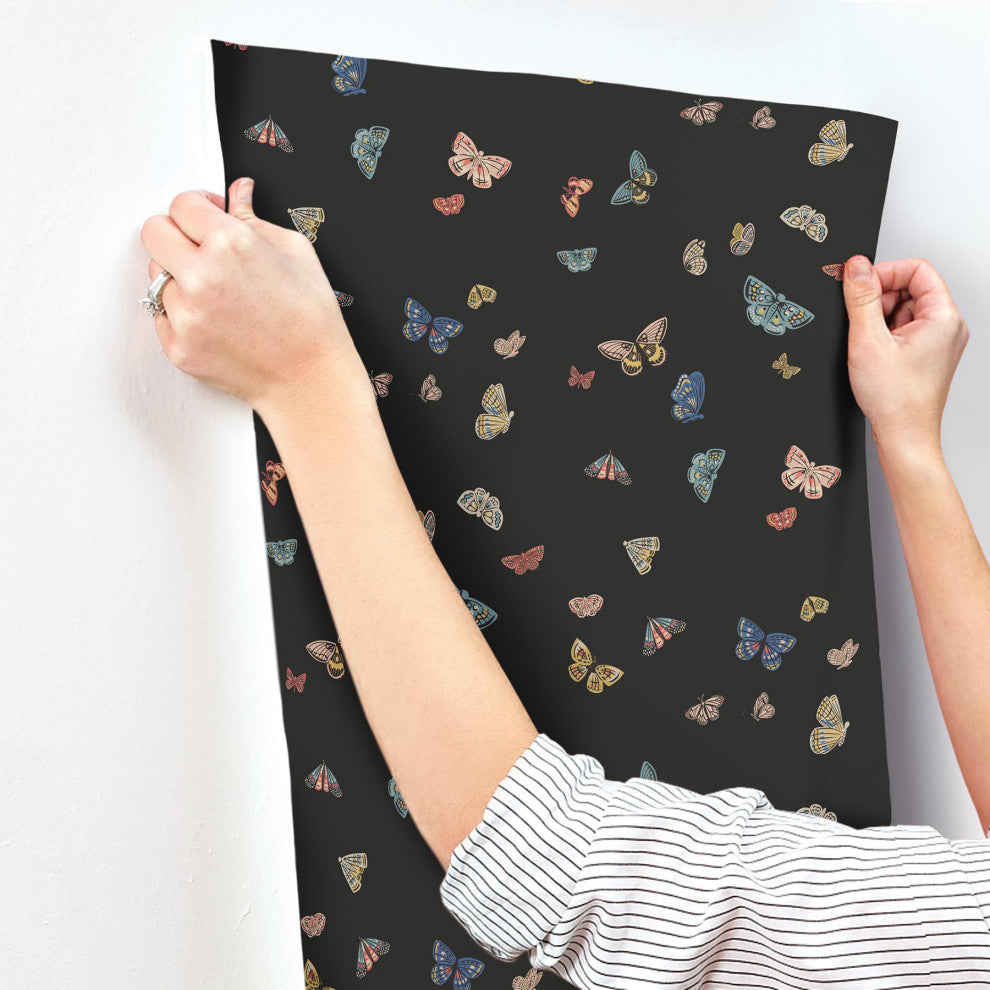 Butterfly House Black Wallpaper