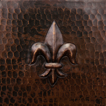 15" Square Fleur De Lis Copper Bar/Prep Sink, 2" Drain Opening
