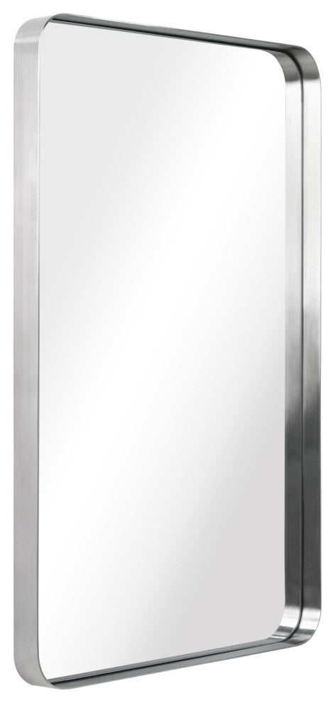Ultra Stainless Steel Rectangular Wall Mirror, Silver, 24"x36", Brushed