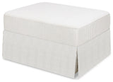 Crawford Gliding Ottoman, Fog Chatham Stripe Performance Eco-Weave