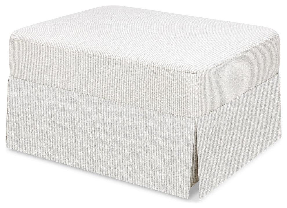 Crawford Gliding Ottoman, Fog Chatham Stripe Performance Eco-Weave