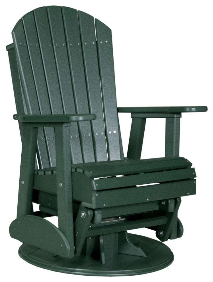2' Poly Adirondack Swivel Glider Chair, Green, 2 Foot