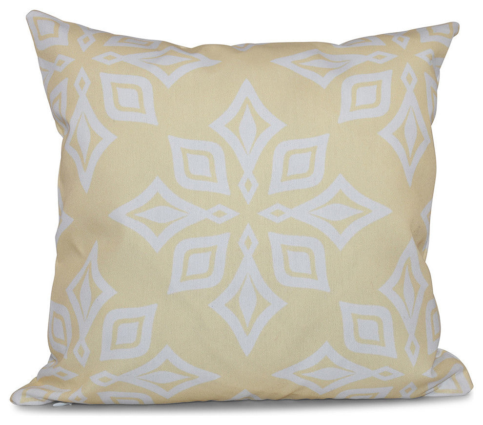 Beach Star, Geometric Print Pillow, Yellow, 16"x16"