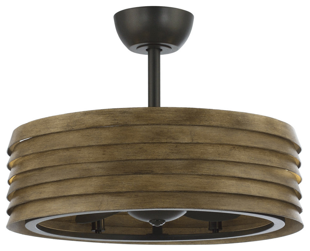 24.4 in Caged Metal Lampshade Ceiling Fan with Remote in Brown
