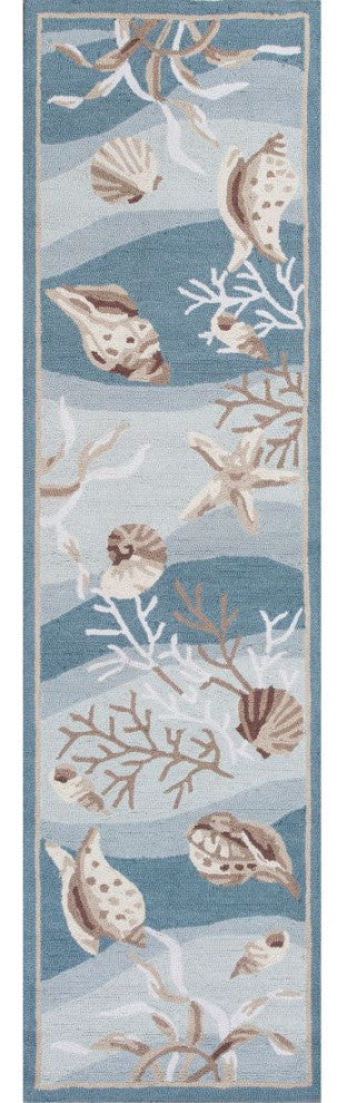 KAS Sonesta 2003 Seafoam Shells Area Rug, 2'x7'6" Runner