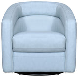 Desi Sky Blue Leather Swivel Accent Chair