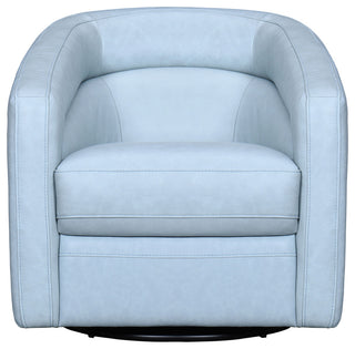 Desi Sky Blue Leather Swivel Accent Chair