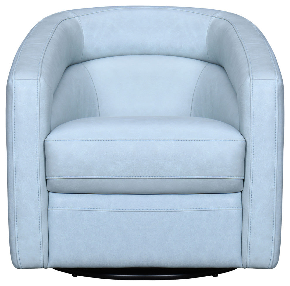 Desi Sky Blue Leather Swivel Accent Chair