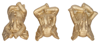 Resin, Set of 3, 8"H, Yoga Elephants