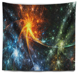 Colorful Fireworks with Stars Abstract Wall Tapestry, 39"x32"