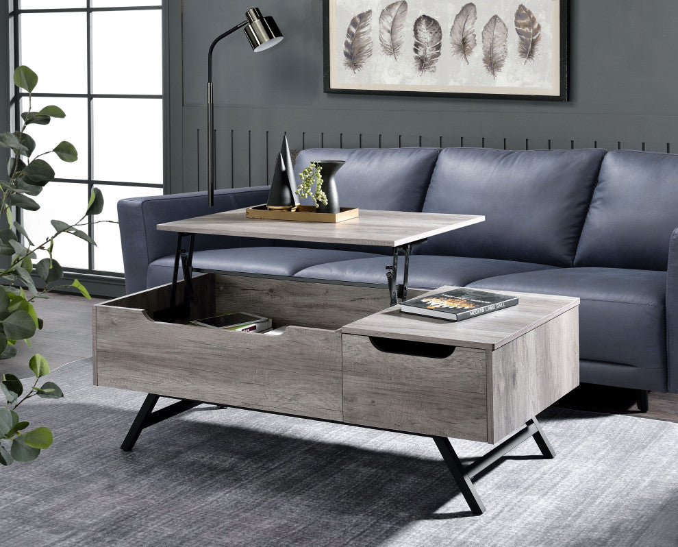 ACME Throm Coffee Table WithLift Top, Gray Oak Finish