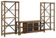 Metal X Accent Wall with 60" Glass Door TV Console - Rustic Oak