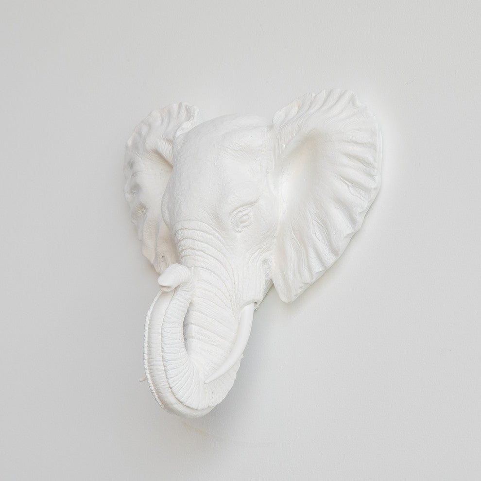 Faux Mini Elephant Wall Mount Wall Decor, White