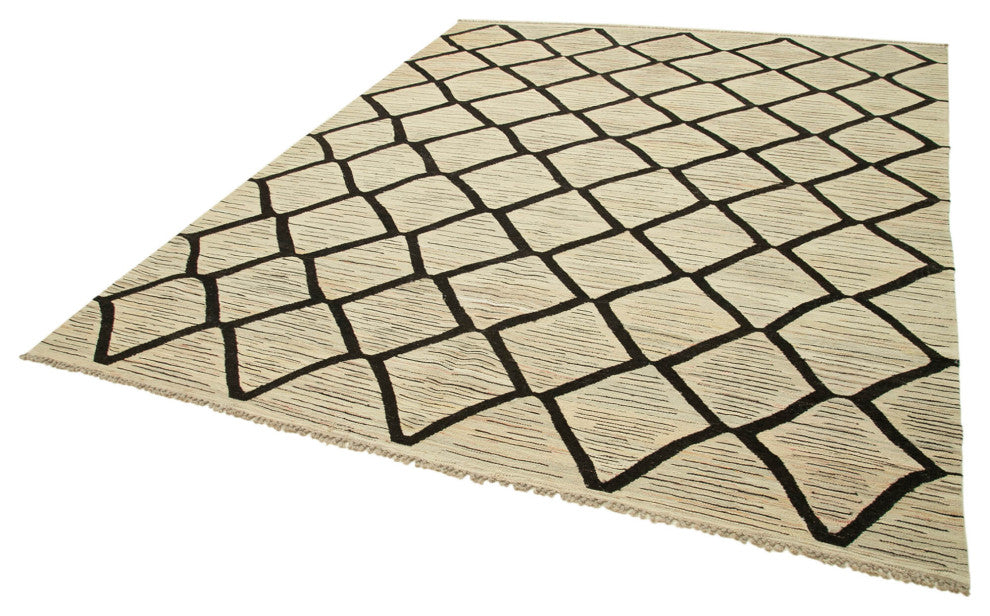 Rug N Carpet - Handmade Turkish 8' 1'' x 10' 0'' Modern Design Wool Kilim Rug