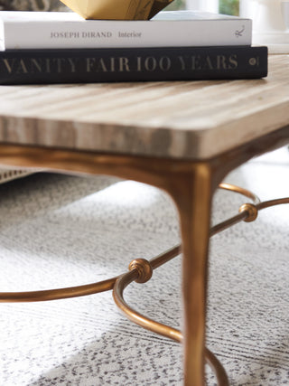 Menlo Park Rectangular Cocktail Table With Stone Top